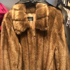 Dennis Basso Brown Pelted Faux Fur Jacket L